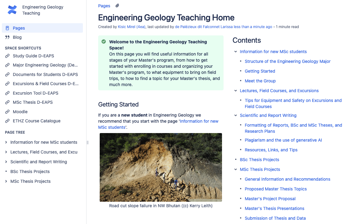 Engineering Geology Teaching Confluence Page