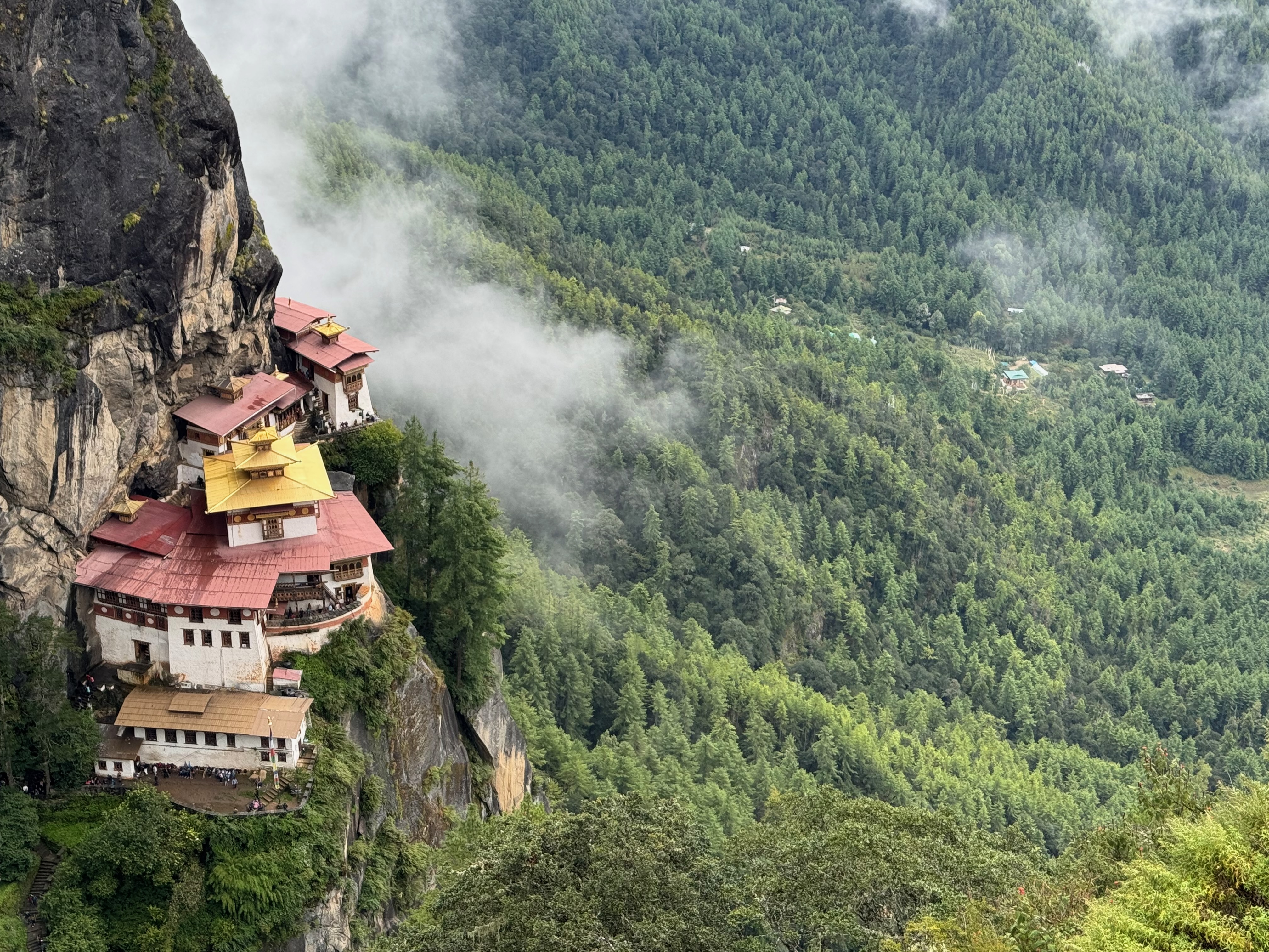 The iconic Taktshang Monastery (Tiger’s nest) seen from above.