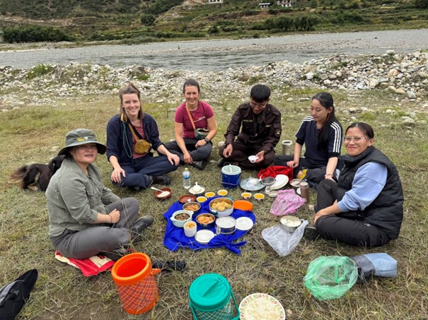 Regaining strength with a home cooked lunch by our Bhutanese colleagues.