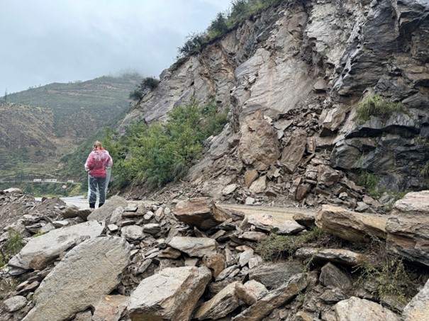 With the rains continuing beyond the usual monsoon period, many road cut slope failures are still occurring at the time of our field campaign.
